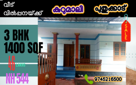 6 .5 Cent Plot 1400 SQF 3 BHK Spacious House Sale ,Kurumaly,Puthukkad Thrissur 